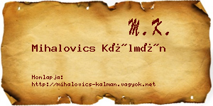 Mihalovics Kálmán névjegykártya
